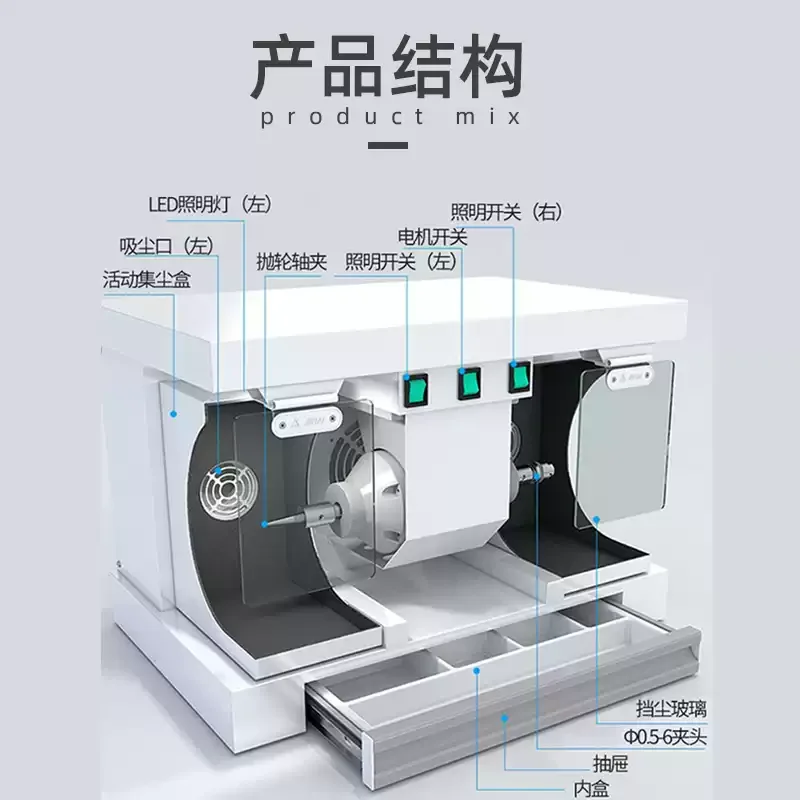 Dental Polishing Machine Dental Denture Small Brush Oral Technician Denture Desktop Grinding Machine Processing Plant Equipment