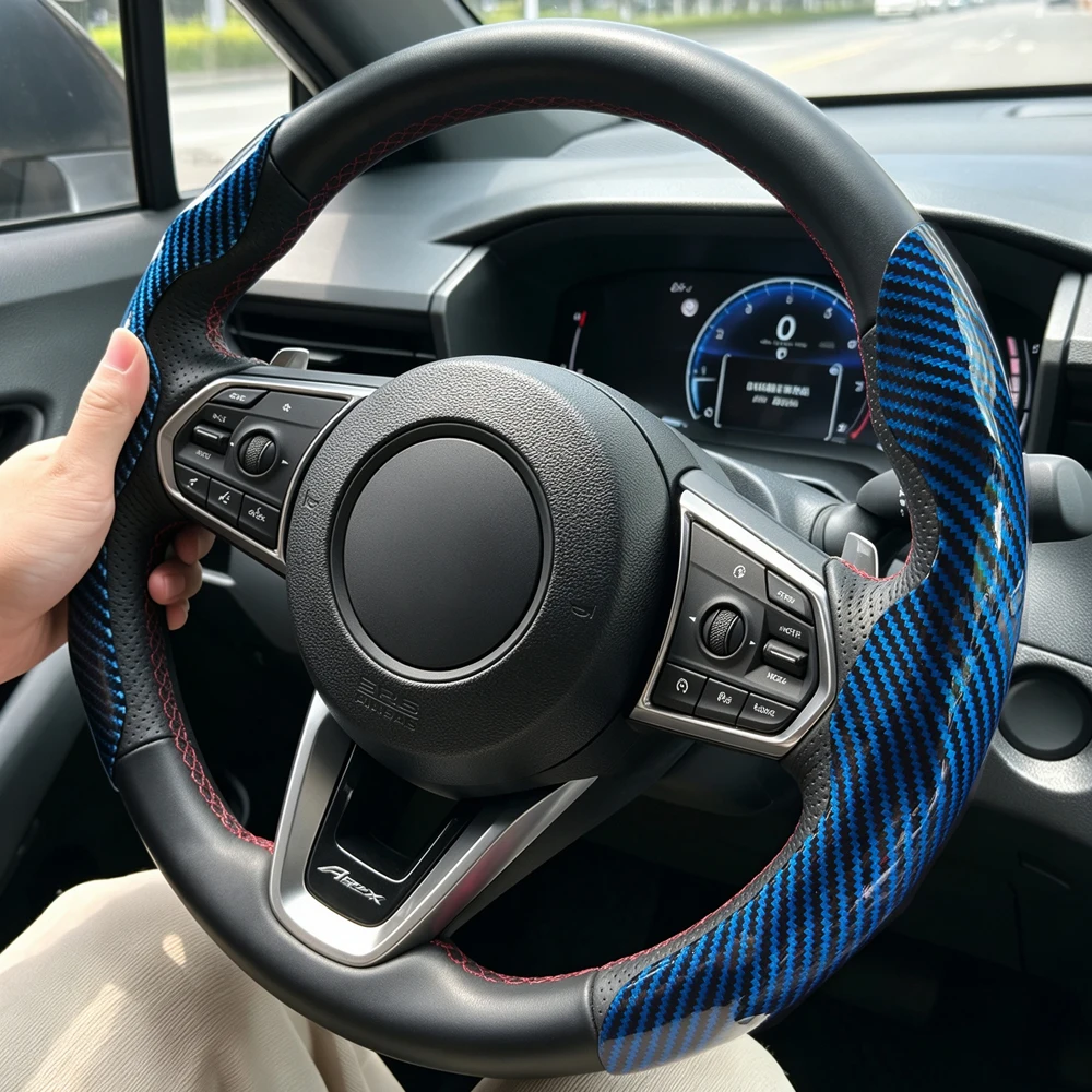1Pair Durable Car Steering Wheel Cover Gloss Carbon Fiber Grip Interior Parts For Acura RDX MDX TLX Integra ILX TSX RL 2018-2025