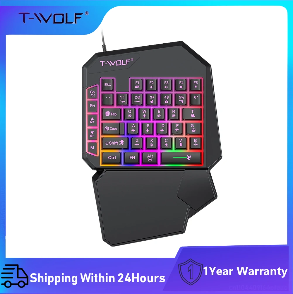 

40keys One Handedly Single Hand Mini Gaming Keyboard Usb Ultra-slim Wired Backlight Keyboard for Laptop Desktop PC Smartphone