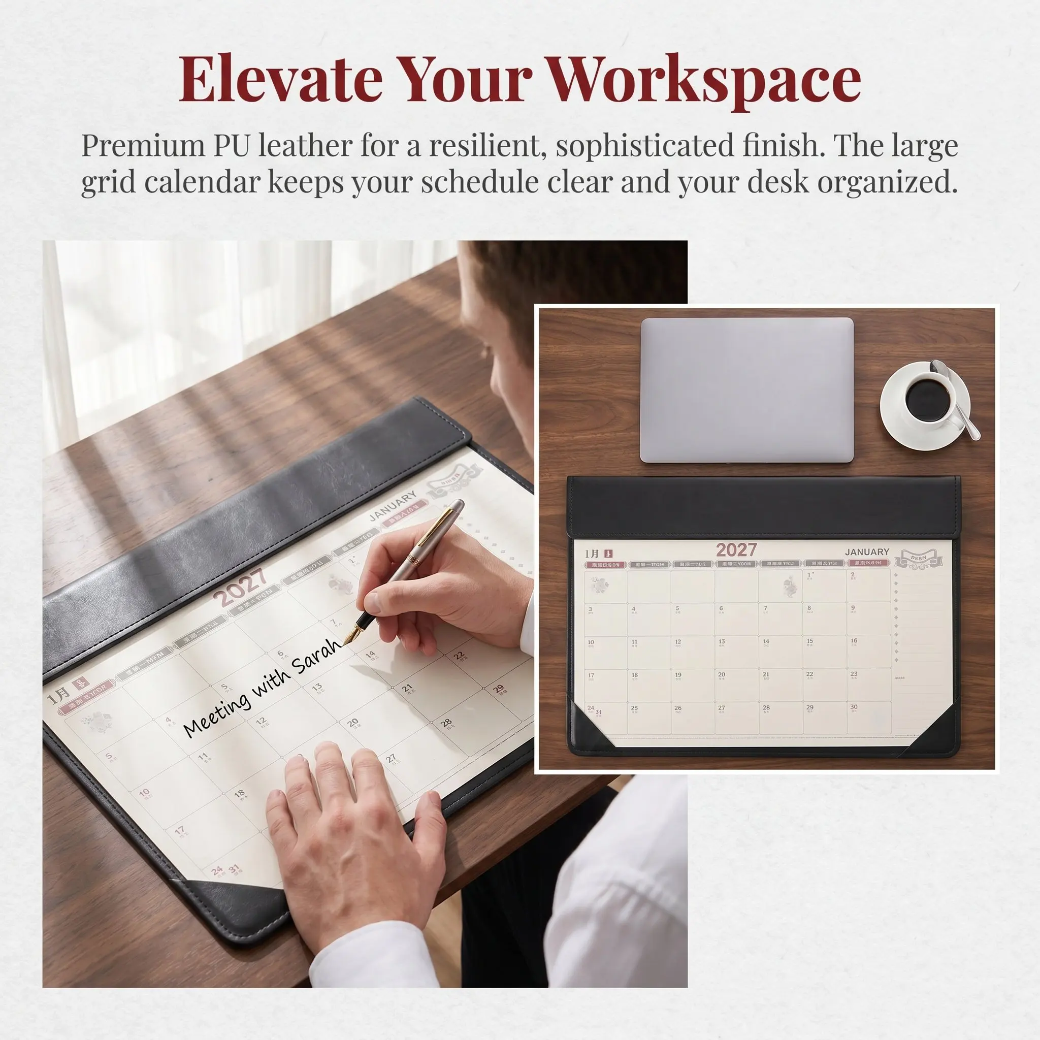 Desk Calendar 2027 Large Desk Blotter Calendar Computer Pad With Monthly Calendar For Desktop Mats Blotter With Cover Calandar