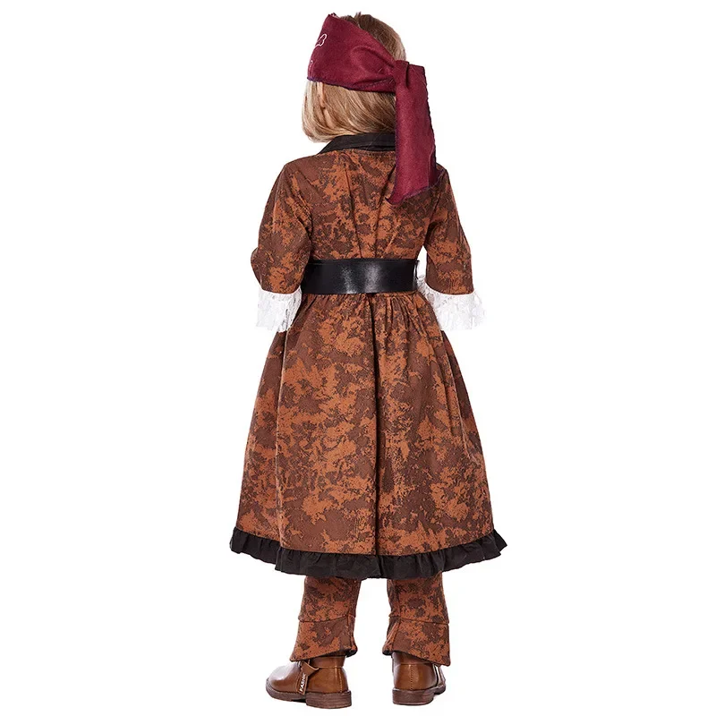 Kids Girls Caribbean Pirate Captain Costume Children Halloween Carnival Party Cosplay Outfit