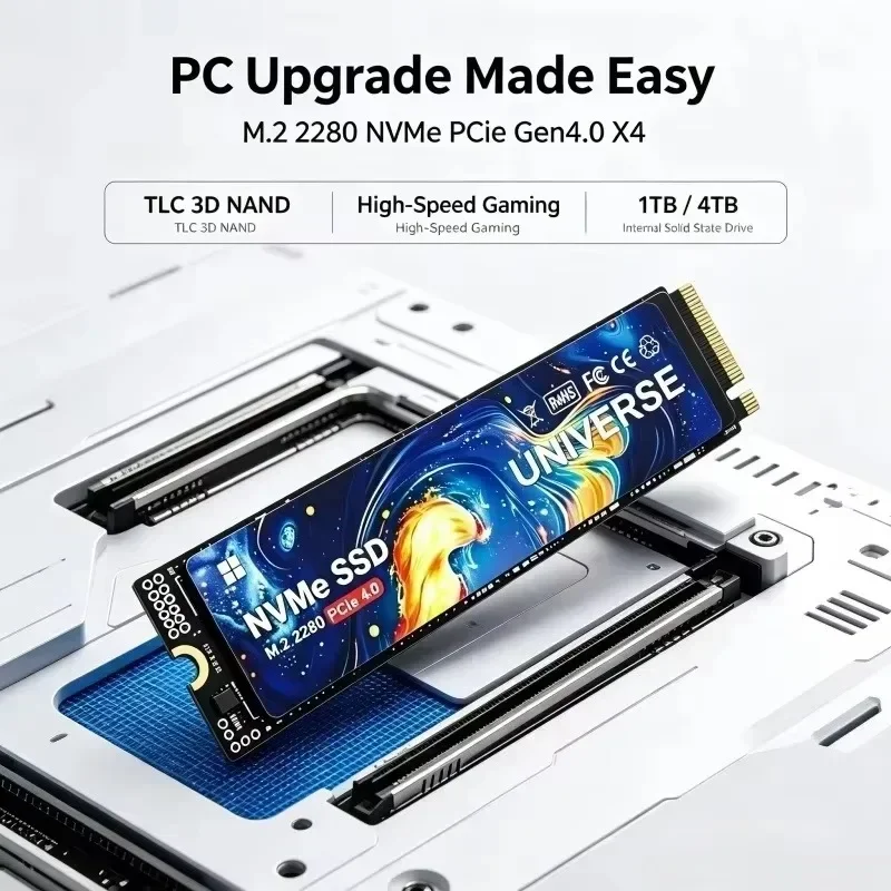 High Speed UNIVERSE Gaming SSD M.2 NVMe PCIe4.0 2280 3500MB/s 2TB 4TB TLC 3D NAND Solid State Disk for Desktop Laptop.