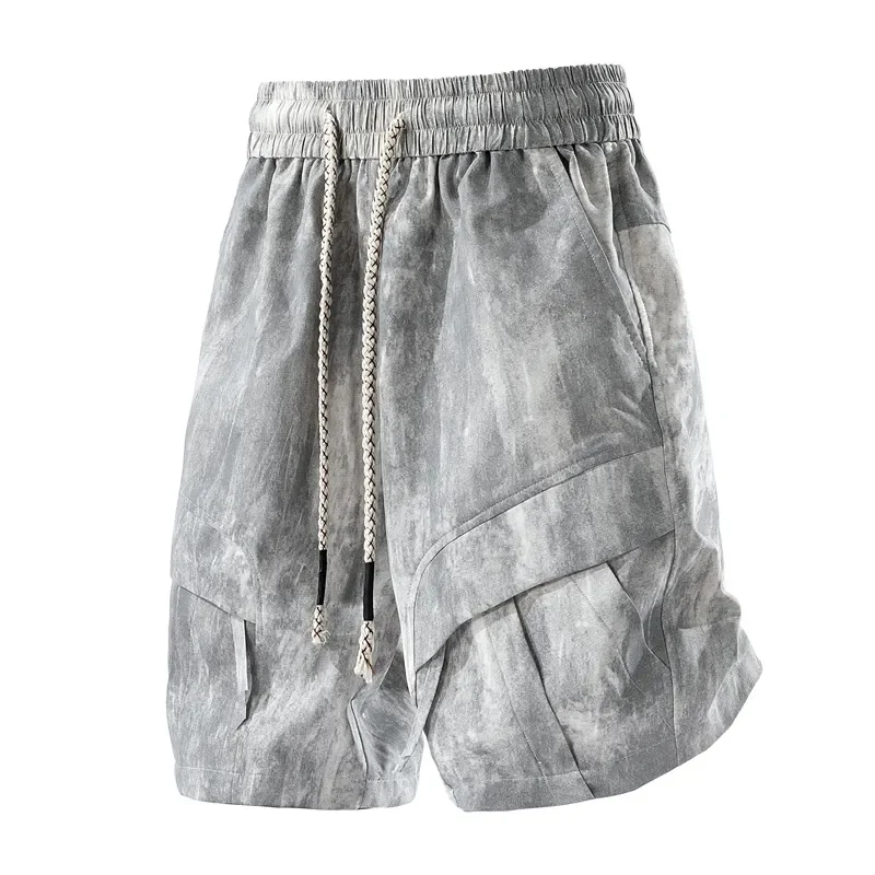 American Cargo Shorts Men Summer Loose Multi Pocket Drawstring Five Inch Shorts Outdoor Hiking Casual Pants