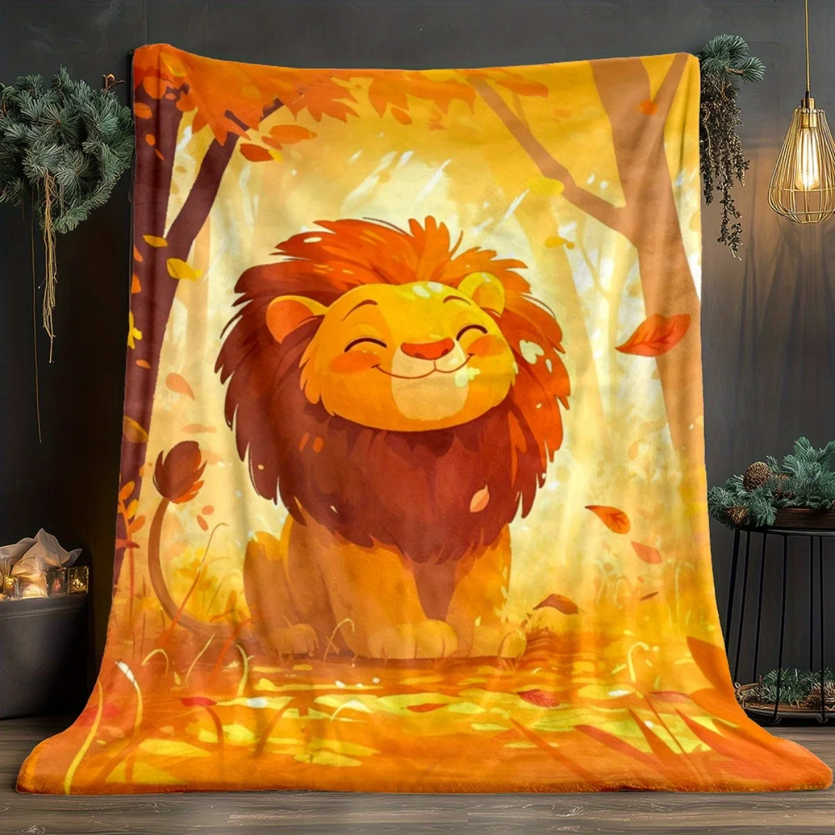1 بطانية من الفلانيل بنمط الأسد - ناعمة ودافئة، مناسبة للتخييم والأرائك والأسرة والكراسي، هدية مثالية للعطلات للأطفال #4