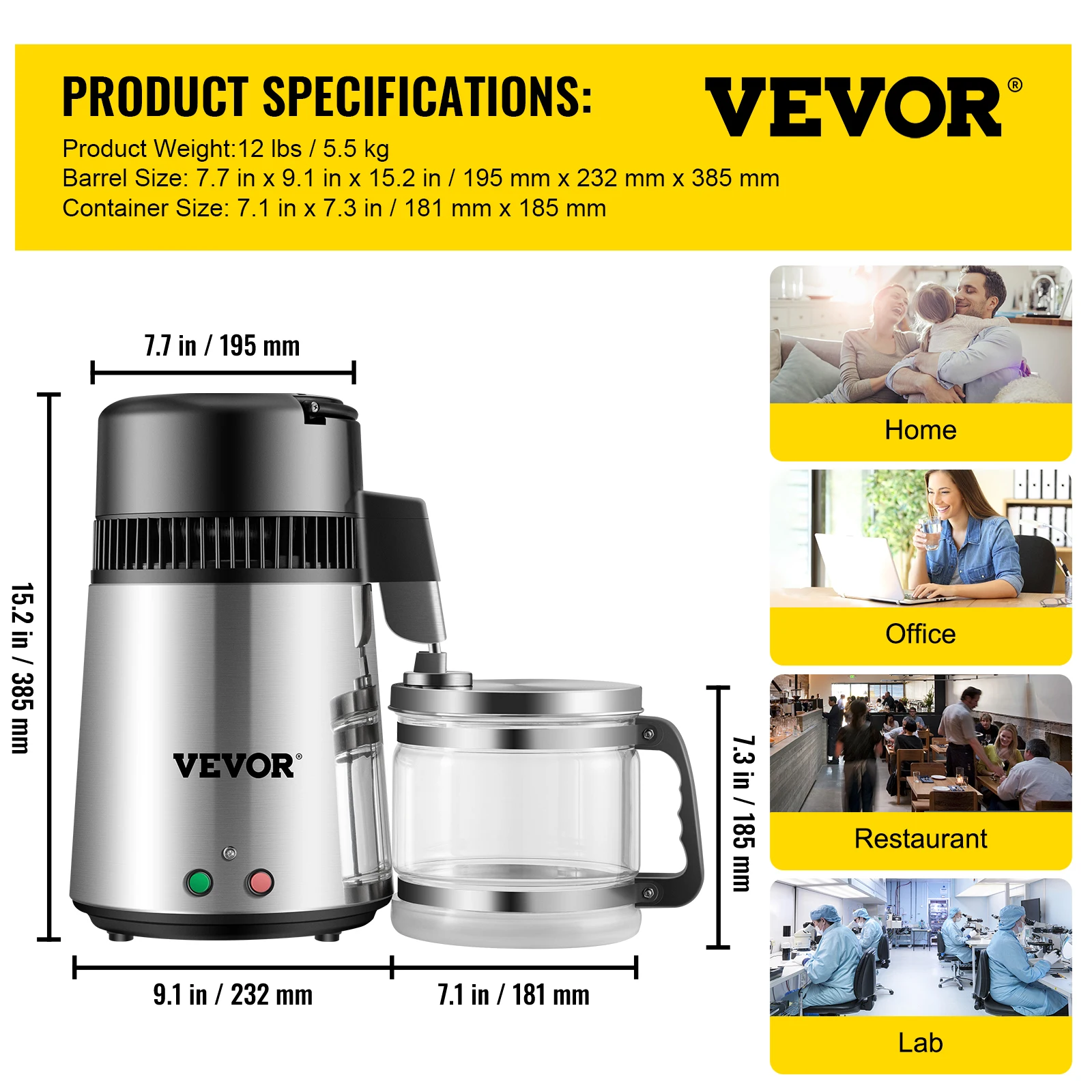 VEVOR 4L фильтр для воды 304 из нержавеющей стали домашняя бутылка для воды питьевой дистиллятор машина электрический стоматологический дистил...