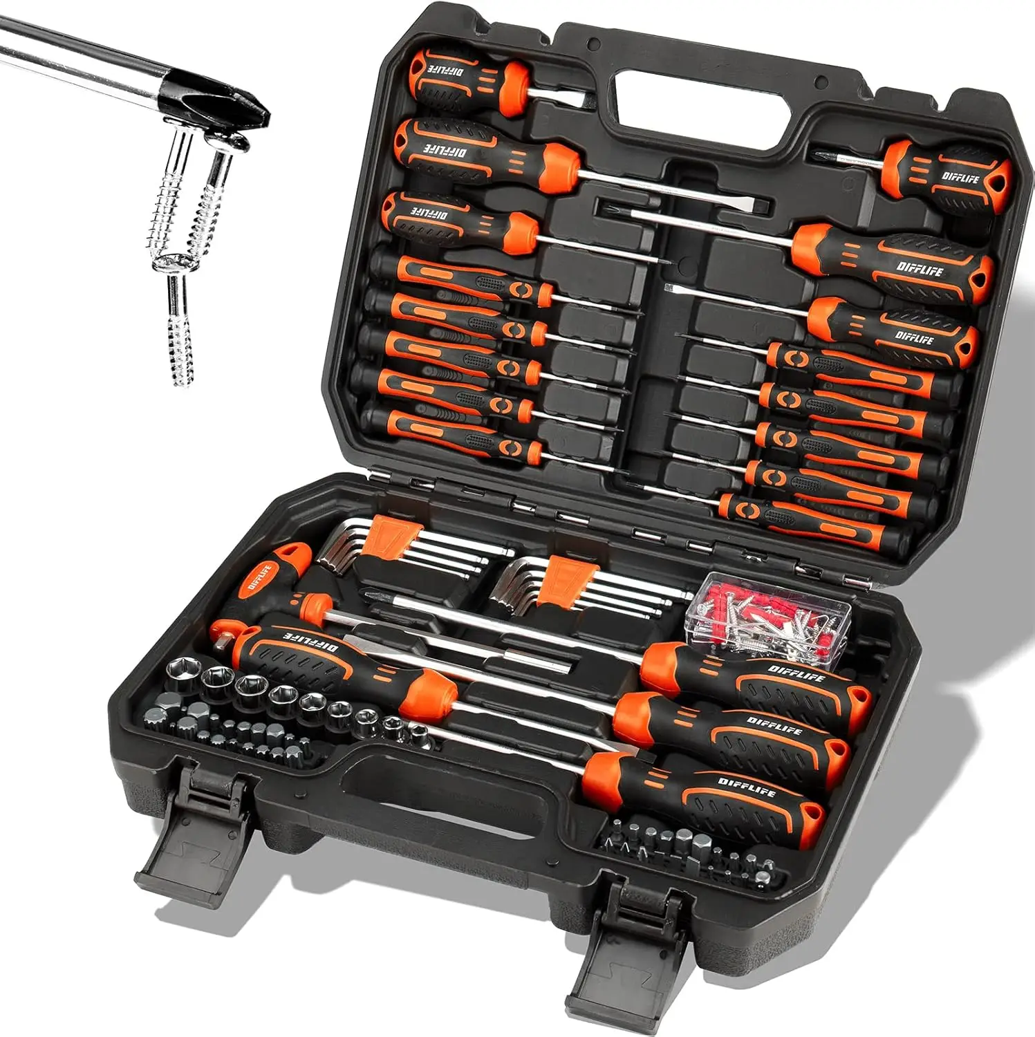 

120-Piece Screwdriver Set with Case, Magnetic Slotted, Phillips, Hex, Pozidriv, Torx - Precision Tools for Men