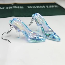 New 3D Acrylic High Transparency Color High Heels Fashionable Earrings Creative Color Pendants Earrings Gift Wholesale