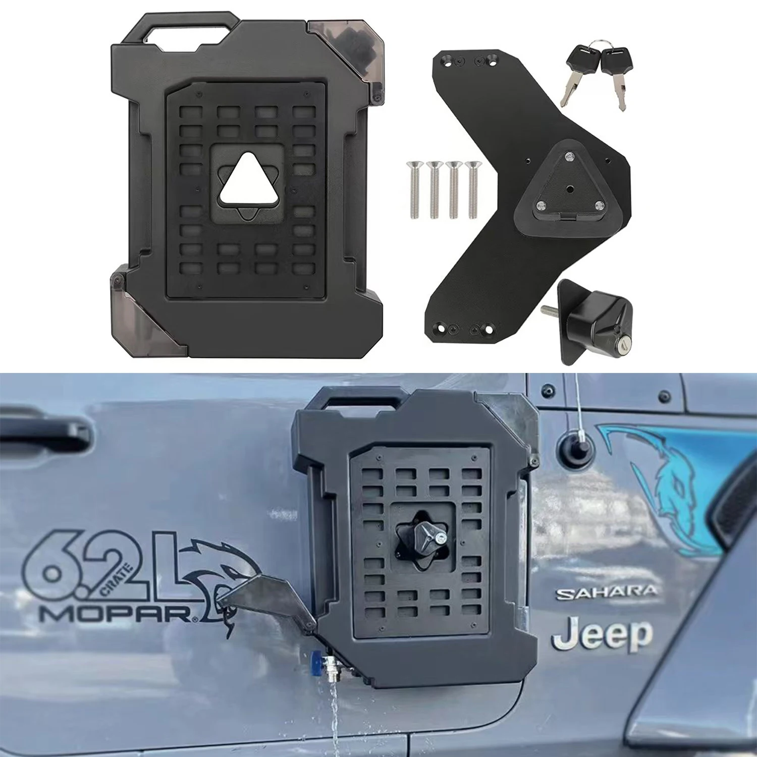 Newest Design ABS Black 9L Oil Water Tank With Faucet And Lock For Jeep Wrangler JK JL JT 2007-2024  JL1307