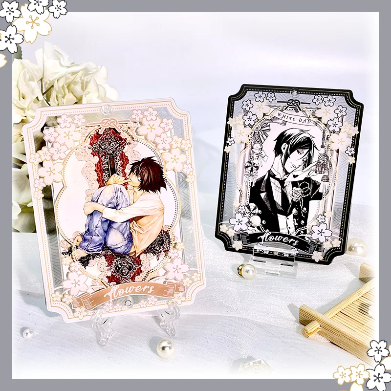 Fresh Spring Cherry Blossom Layered Acrylic Display Frame, Multi-Size Case for 3.5/6Inch Photos & 8/9/10cm Coaster Storage Decor