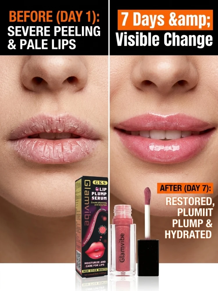 Moisturizing Lip Plump Essence Gloss, Lip Care Serum for Chapped & Dry Lips, Smooth Lip Texture, Perfect Lip Primer Before Lipstick, Daily Lip Cosmetic