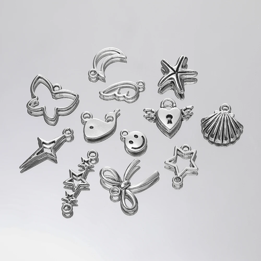 10Pcs/lot 12 Style Metal Alloy Cute Hollow Bow Charms Holiday Gifts Pendants For Jewelry Making DIY Handmade Craft