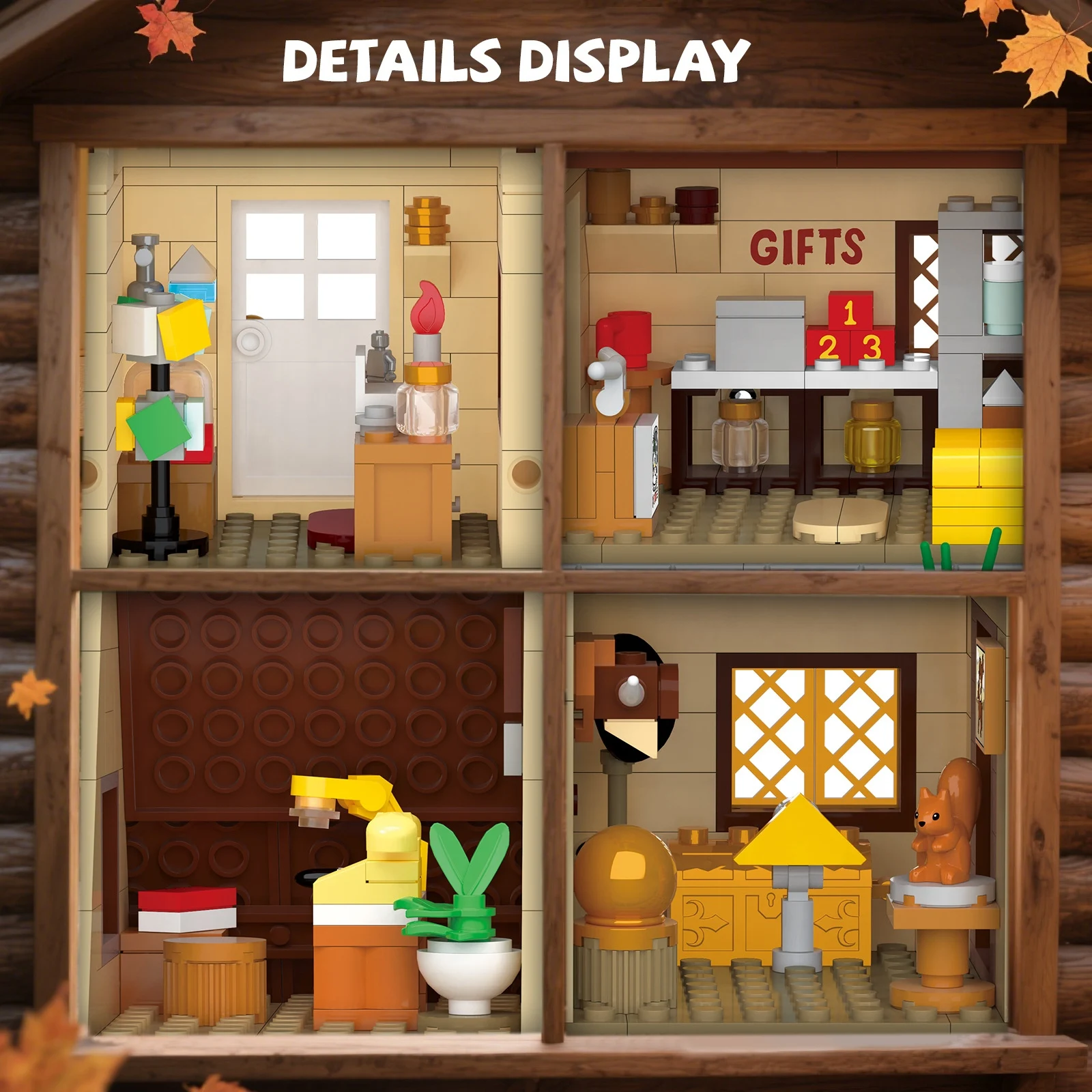 Retro Architecture Wooden Cabin The Mystery Shack House Building Block Terror Town View Toy for Birthday Gifts Farm Bricks Model