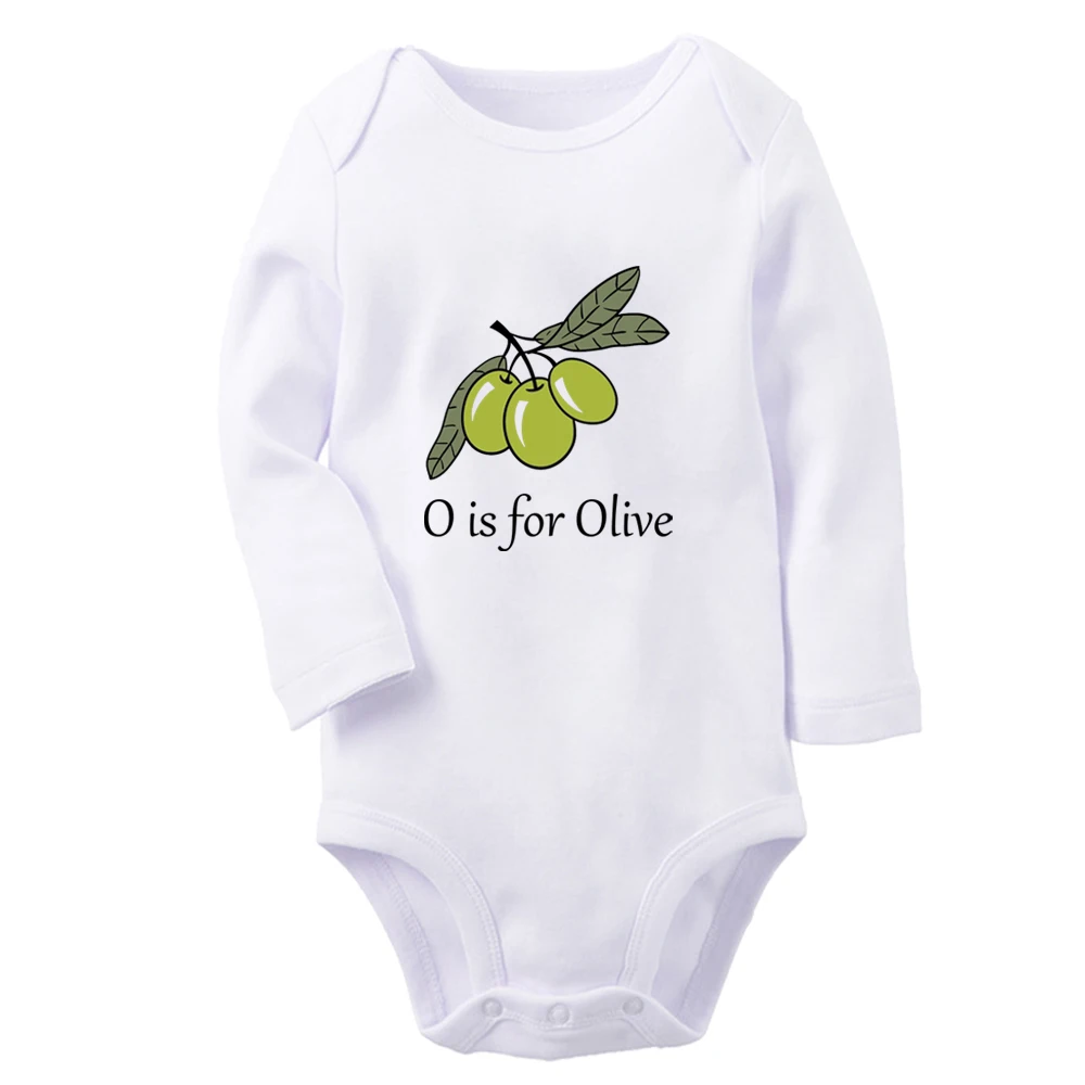 

iDzn New O is for Olive Fun Graphic Baby Bodysuit Cute Boys Girls Rompers Infant Long Sleeves Jumpsuit Newborn Soft Clothes