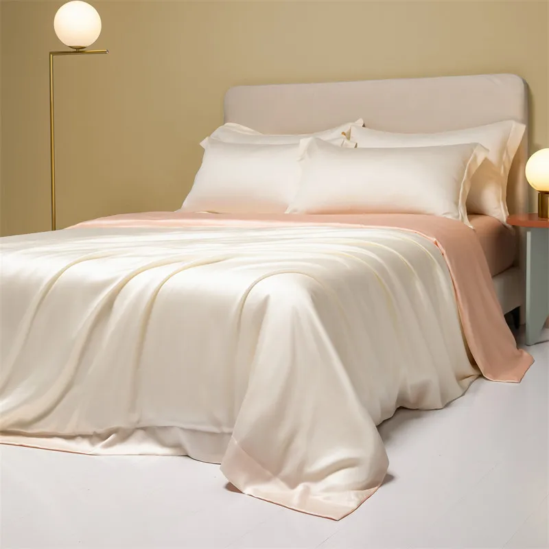 

AClass 100 Light Luxury And Simplicity Summer Lanjing Tencel Ice Silk Bare Sleeping Quilt Cover Bed Sheet Four-Piece Bedding Set