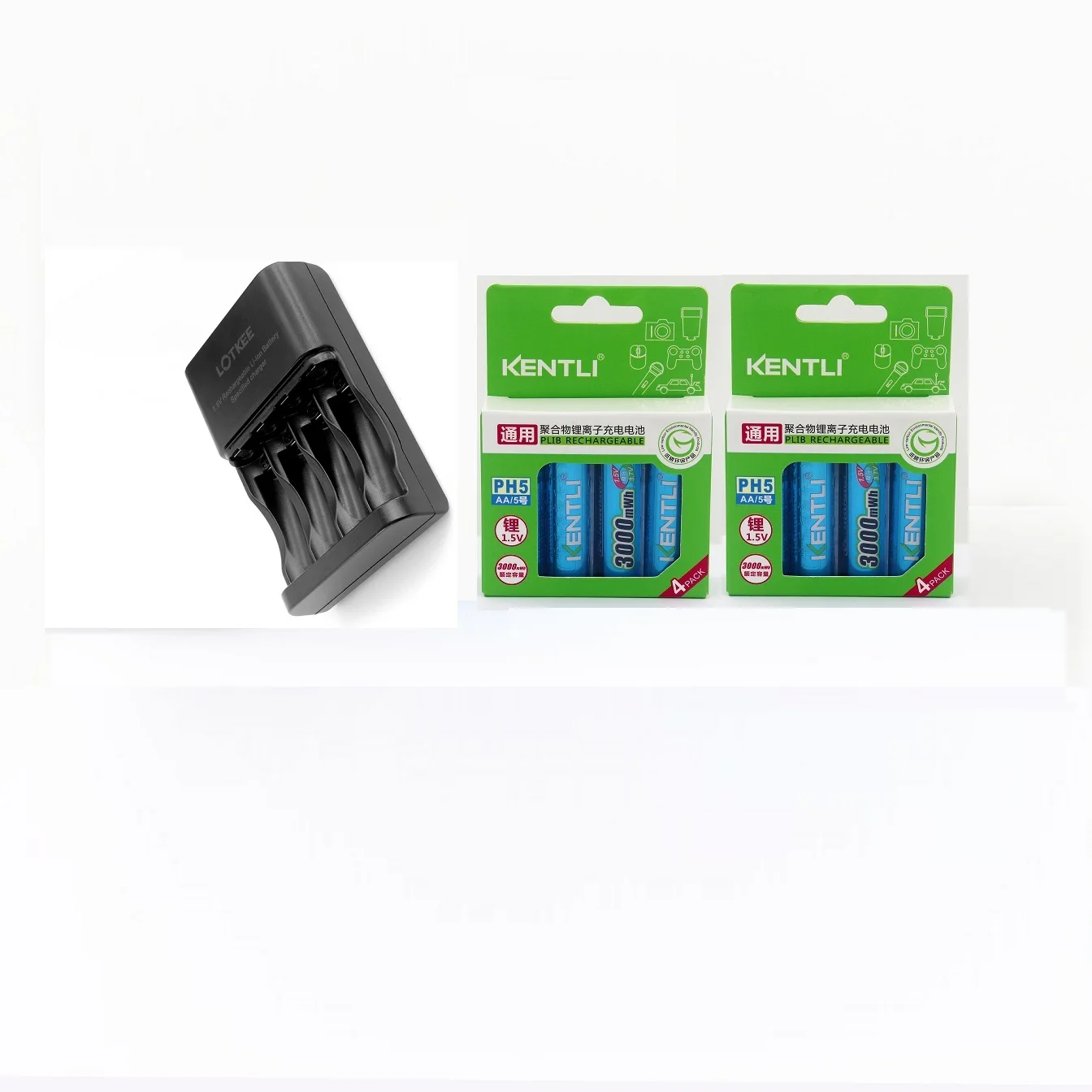 1.5V AA 3000MWH Rechargeable Lithium Battery Mouse Remote Control Battery and AA AAA Charger