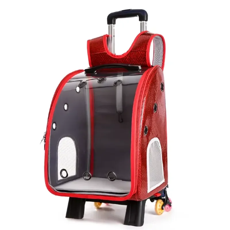 Hot Sell Pet Carrier Mesh Travel Backpack for Small Pets Puppy Cat Dog Draw-Bar Box