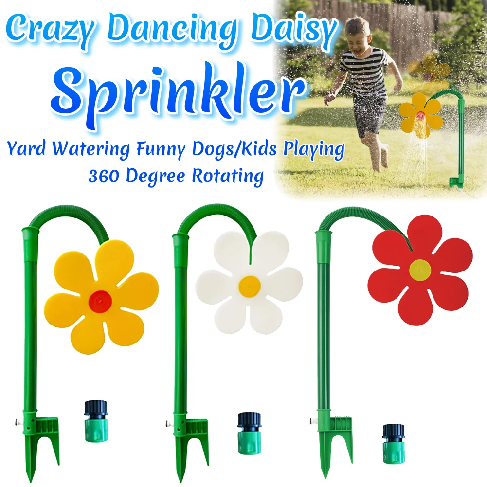 Crazy Daisy Sprinkler Crazy Dancing Flower Water Sprinklers 360 Rotating Funny Sun Flower Dancing Daisy Lawn Dogs/Kids Playing