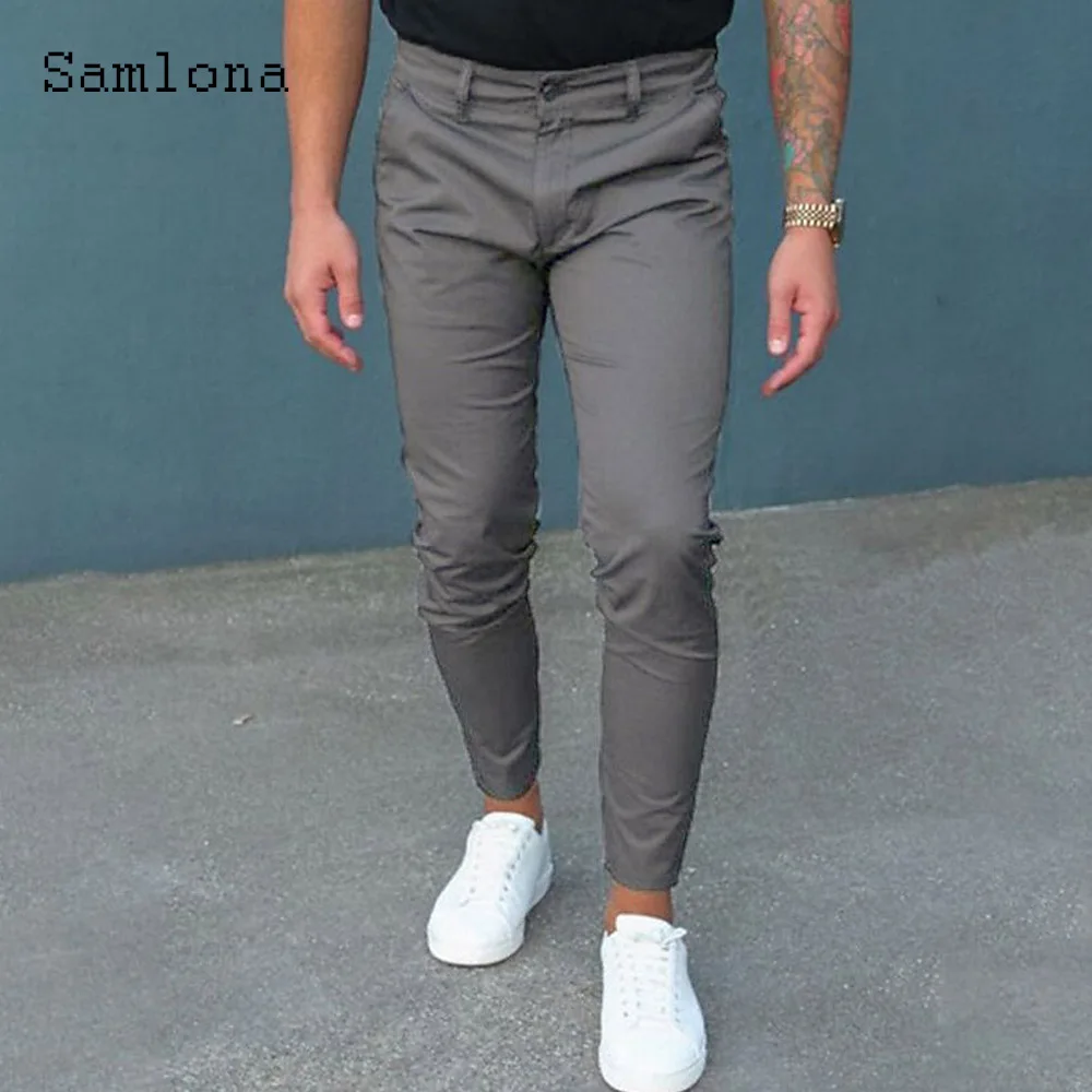 2024 Men Stand Pocket Casual Skinny Pants Men's Ankle-Length Trouser America Europe Style Elegant Fashion Basic Pencil Pants New