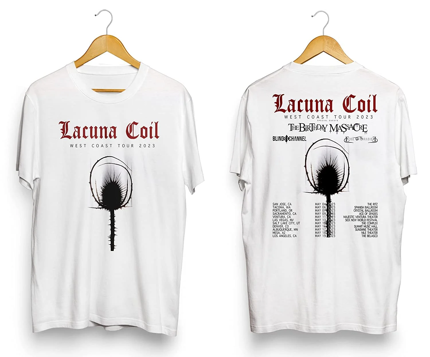 West Coast Tour Lacuna Coil White Tee Shirt Cotton Unisex