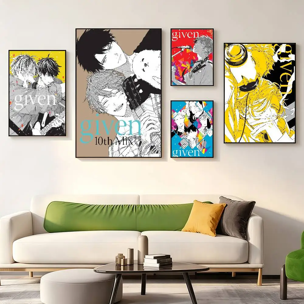 Hot Anime G-Given Posters Wall Art Retro Painting Home Room Cafe Club Dorm Wall Decor