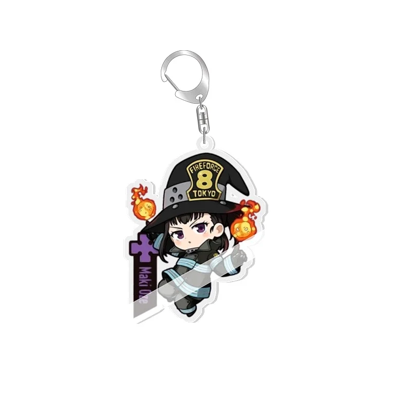 Fire Force Shinra Kusakabe Anime Keychain Arthur Boyle Kotatsu Tamaki Cartoon Keyring Bag Tag Baji Accessory