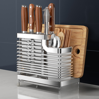 304 Stainless Steel Knife Holder Kitchen Supplieschopstick Cage Integrated Multifunctional Kitchen Knife Storage Rack