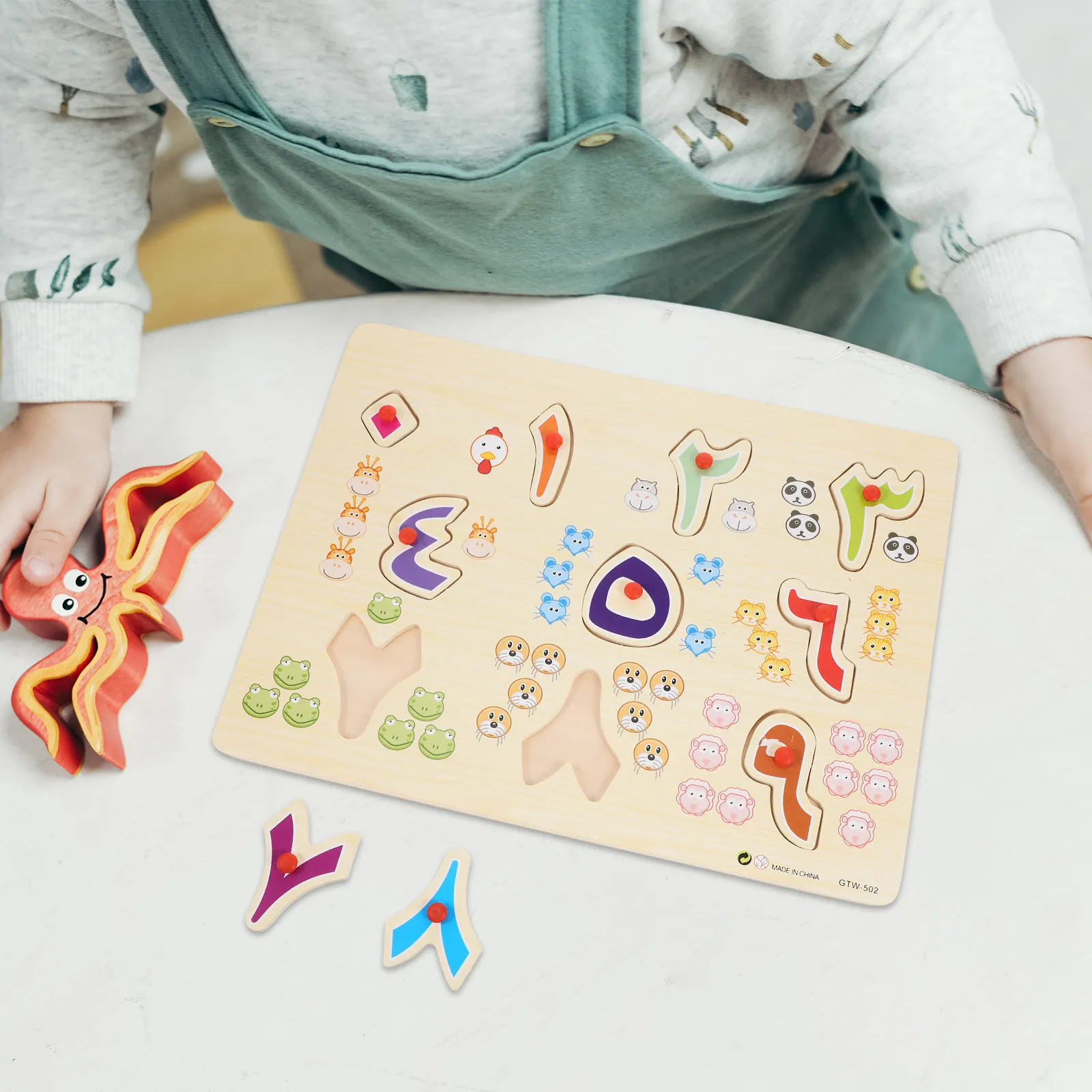 

1Set Arabic Number Grasping Board Wooden Educational Puzzle for Children Counting Skills Fine Motor Development Preschool