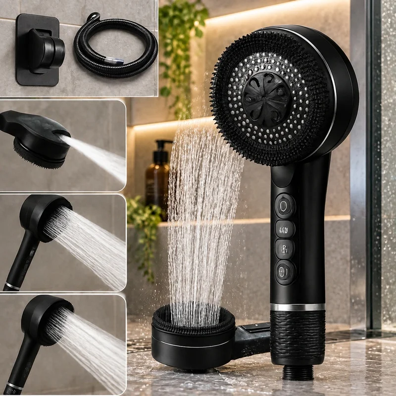 Adjustable 4-Mode Shower Head for Bathroom with Integrated Water Filter and Durable Seal