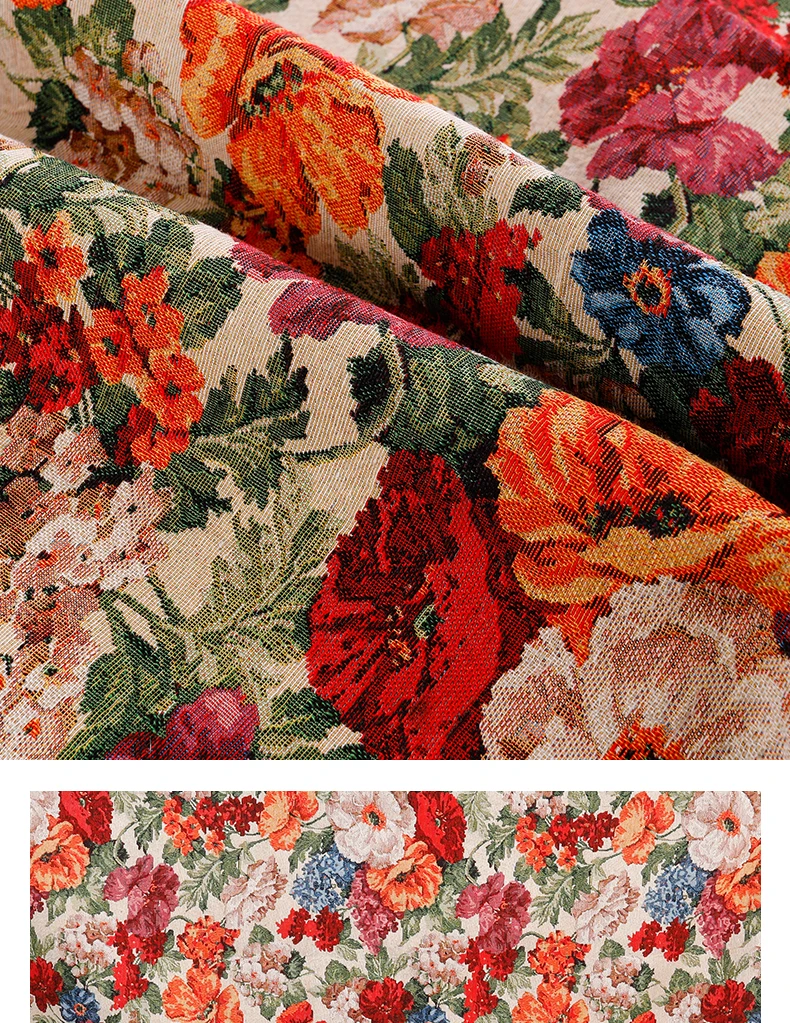 Ethnic Style Jacquard Fabric Sofa Curtain Table Cloth Picnic Cover Monet\'s Oil Painting Clothing Cloth Handmade DIY Sewn Fabric