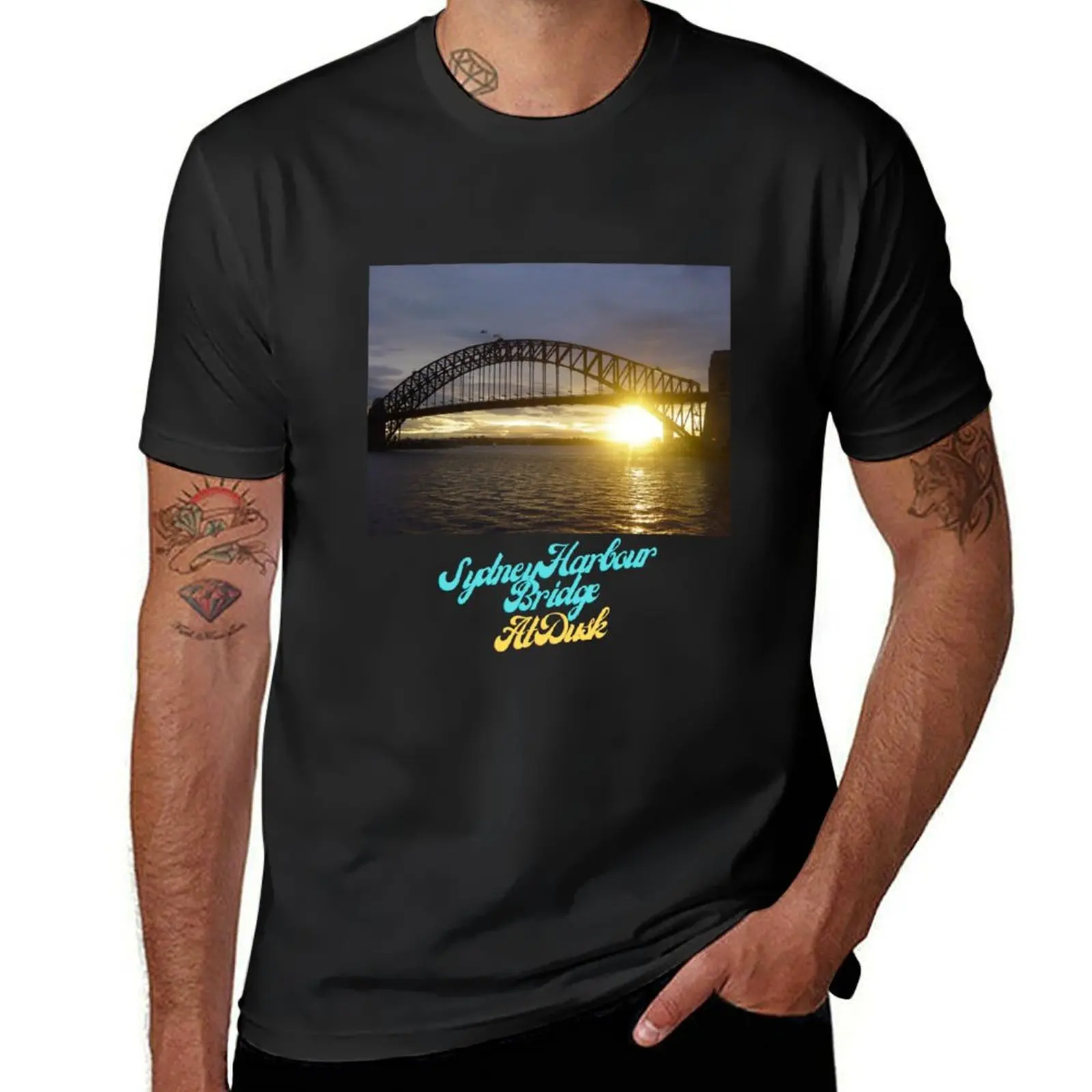 Sydney Harbour Bridge at Dusk T-Shirt Aesthetic clothing aesthetic clothes plain t shirts men