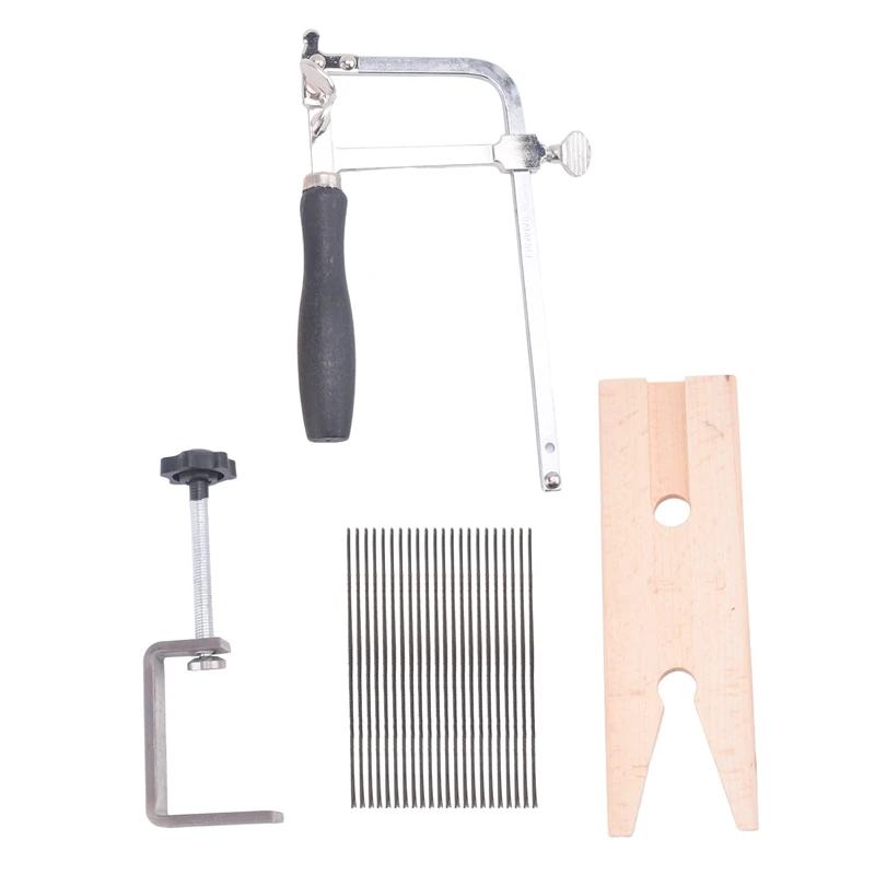 AC23-1 Set 3-In-1 Professional Jeweler's Saw Set Jewelry Tools Saw Frame 144 Blades Wooden Pin Clamp Wood Metal Jewelry Toos