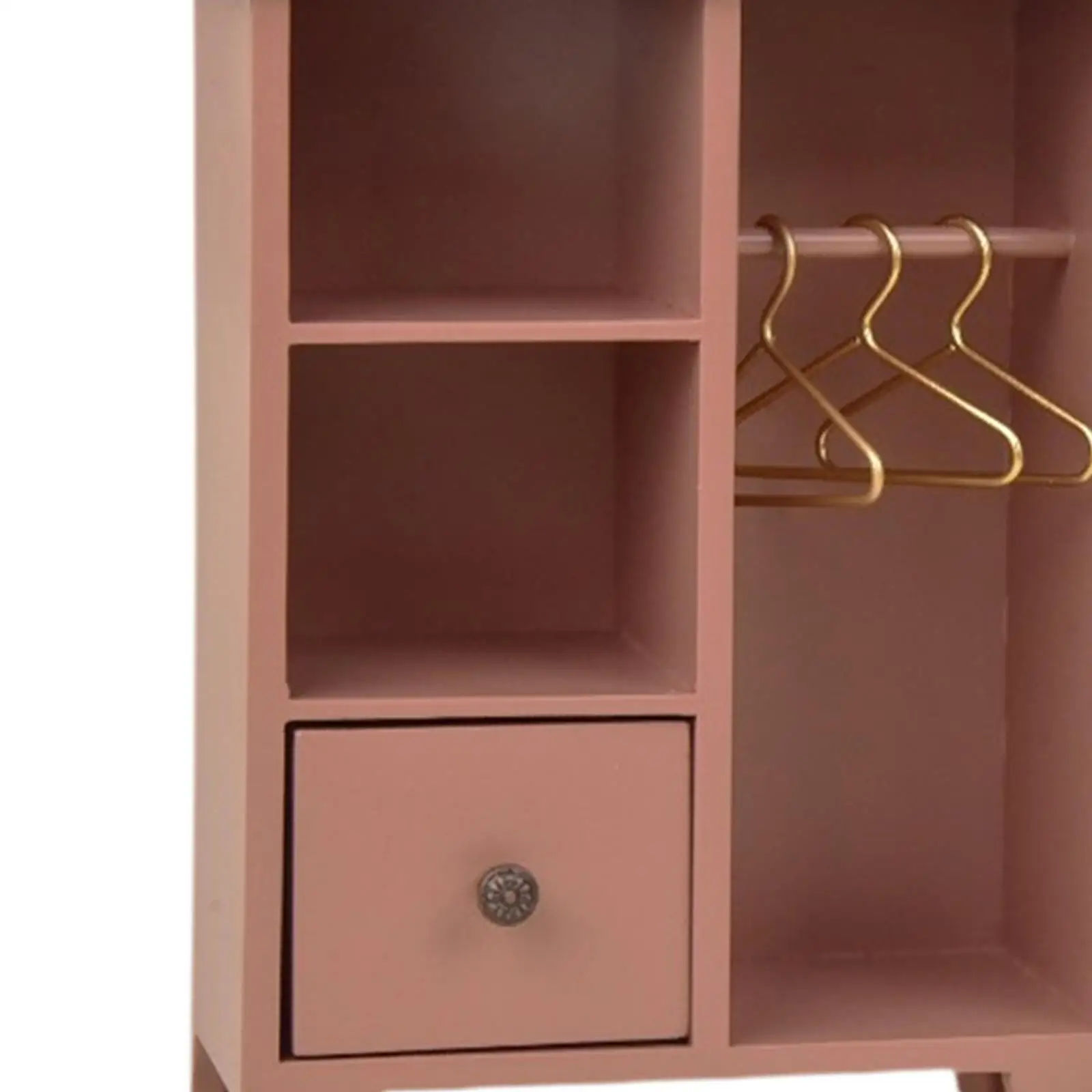 Mini Clothes Rack with Drawer Wooden Dollhouse Furniture 1 12 Scale Vertical Standing Wardrobe Cabinet Organizer for Doll Room