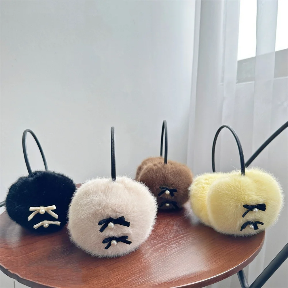 スリムステムパールボウウォームイヤーマフファッショナブルな秋冬新作韓国スタイルレディースイヤーマフ