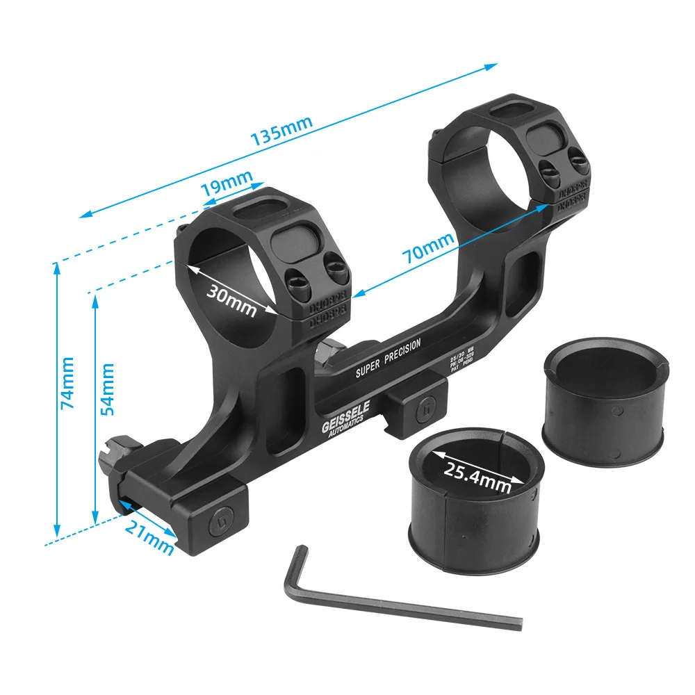 

1.93 GEISSELE Scope Mount 25.4/30mm Dual Ring 20mm Rail One Piece Optical Sight Riflescope Mount Base