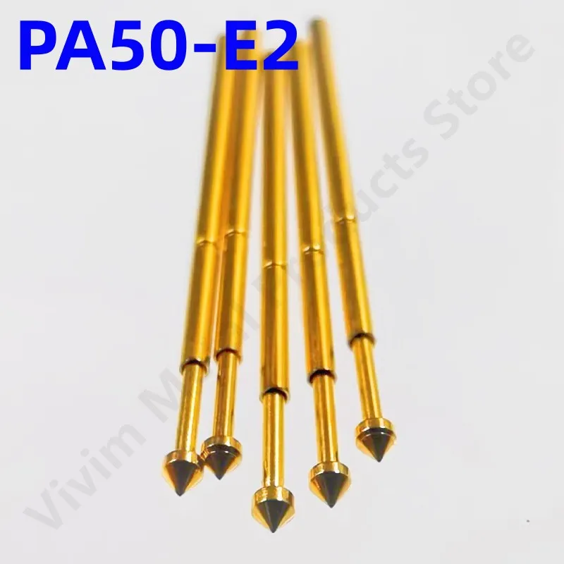 100PCS PA50-E2 Spring Test Probe PA50-E Test Pin Test Tool 16.55mm Dia0.68mm Gold Needle Tip Dia 0.9mm Pogo Pin P50-E P50-E2