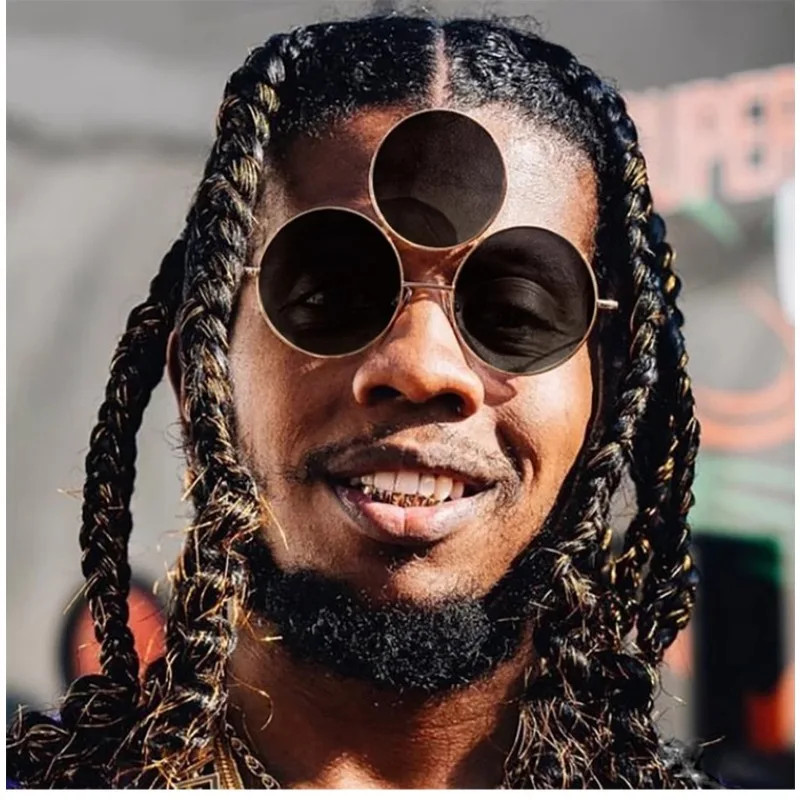 

Personality Hip Hop Sunglasses for Men UV Protection Funny American Retro Round Frame Women's Sunglasses Cyberpunk