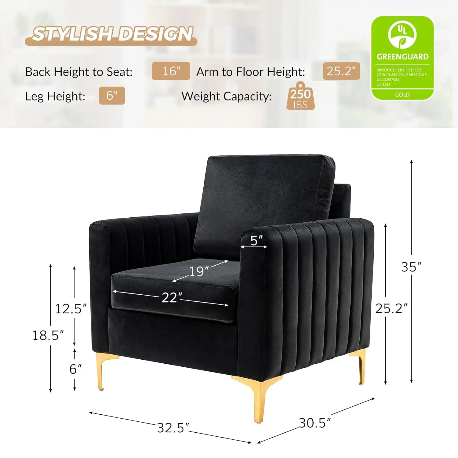 Velvet Accent Club Chair Gold Legs Barrel Armchair Mid-Century Upholstered Comfy Reading Living Room, Customized