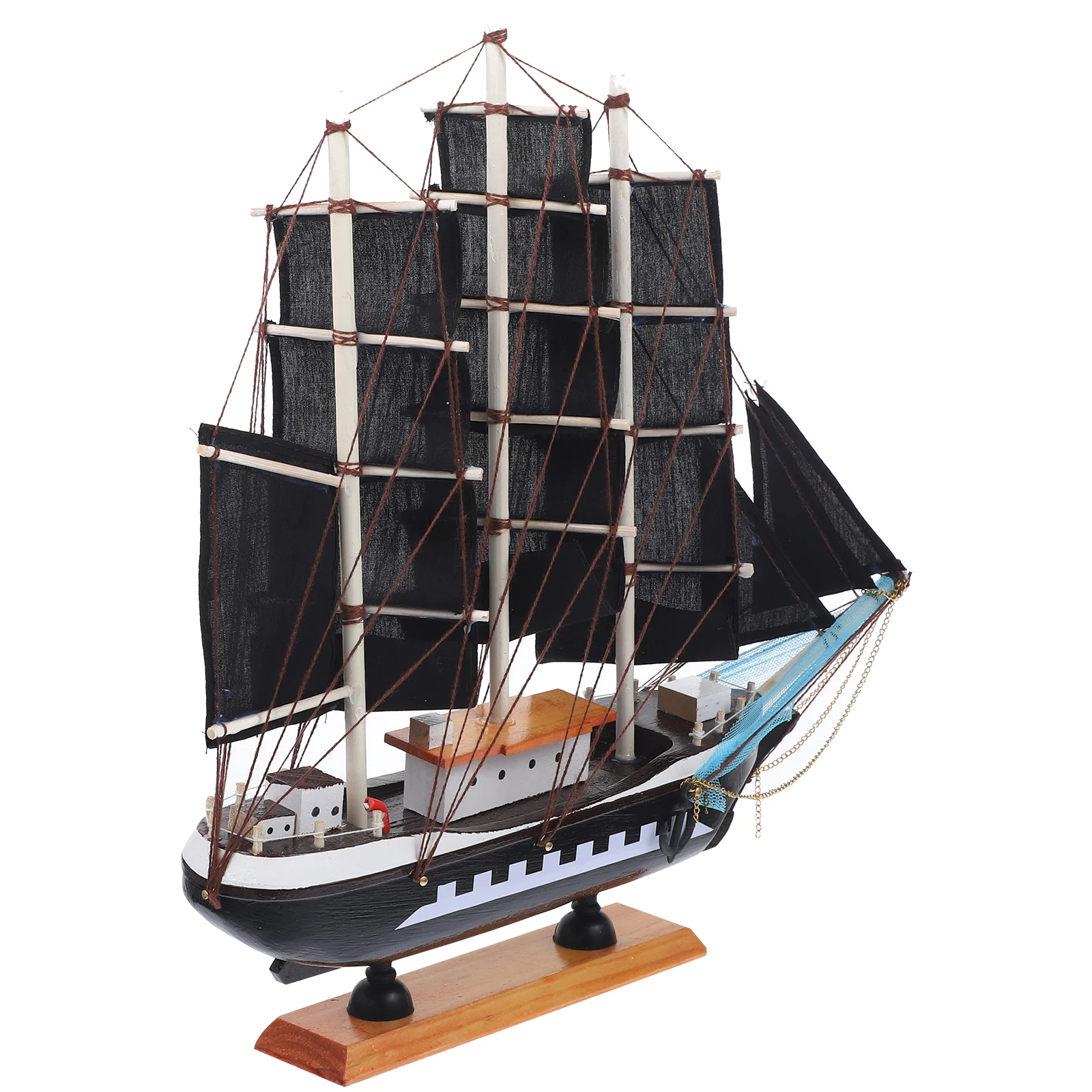 33cm Pirate Wooden Sailing Ship Model Boat Caribbean Sailboat Decor Decorations