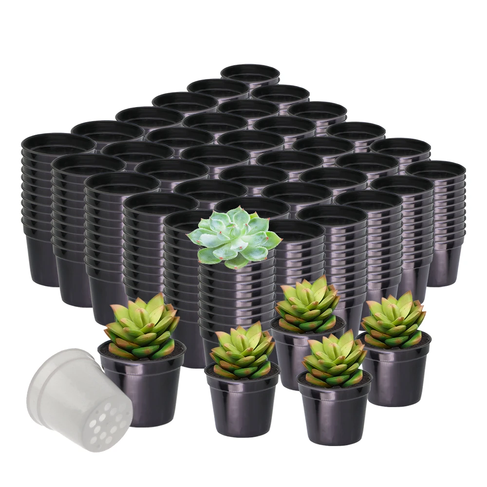 10PCS Black/White Mini Plastic Round FlowerPot for Garden Home Succulent Plants Cultivation Planter Bottom with Hole Nursery Cup