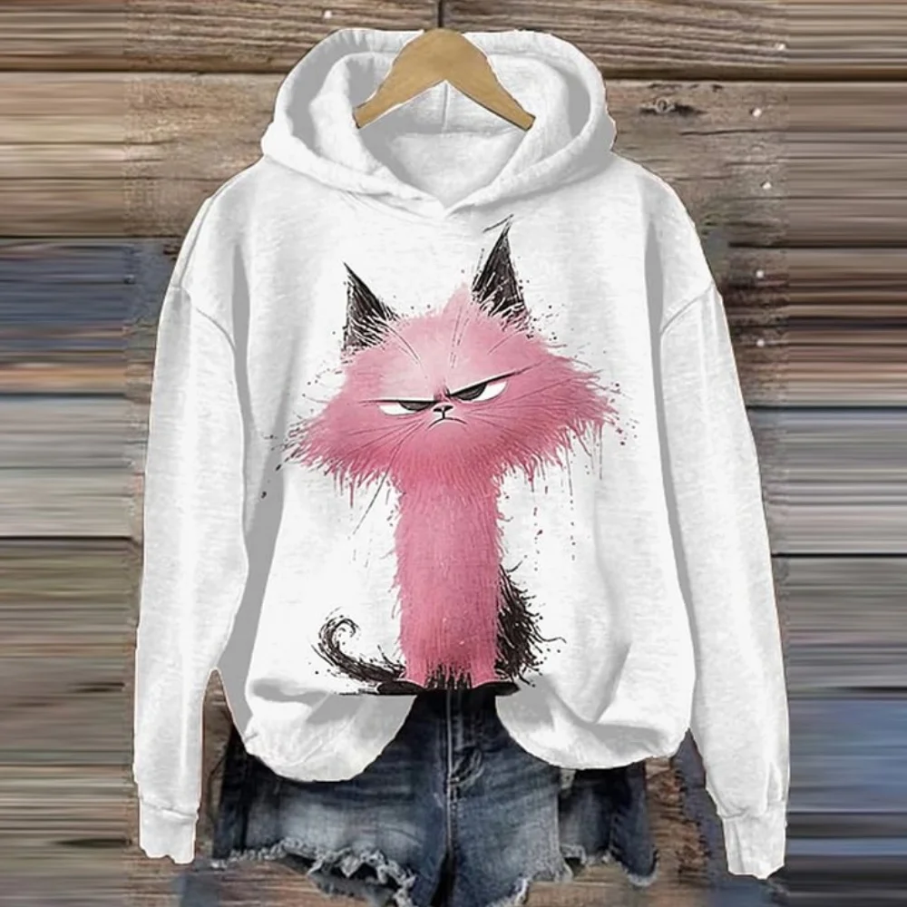 2024 New Women\'s Hoodie Colour Animal 3d Harajuku Printing Round Neck Tops Sweatshirt Spring/Autumn Fashions Clothing Casual