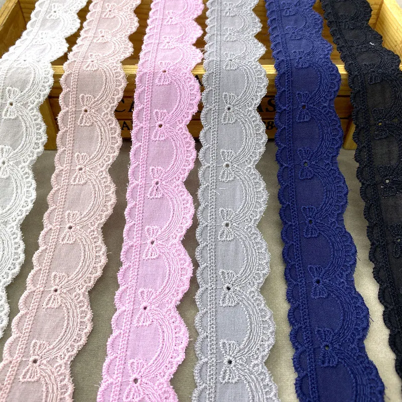 1 Meter Colored Cotton Double-Sided Flower Hollowed Out Lace Fabric Clothing Materials DIY Frame Lace Accessories dentelle Decor