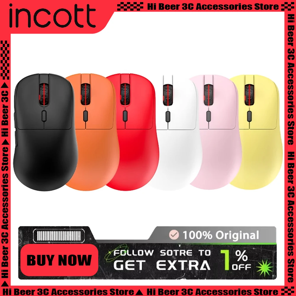 Incott Ghero Wireless Mouse Dual Mode Paw3395 Sensor Low Delay Gaming Mouse Rgb Ergonomics Office Pc Gamer Accessories Gifts