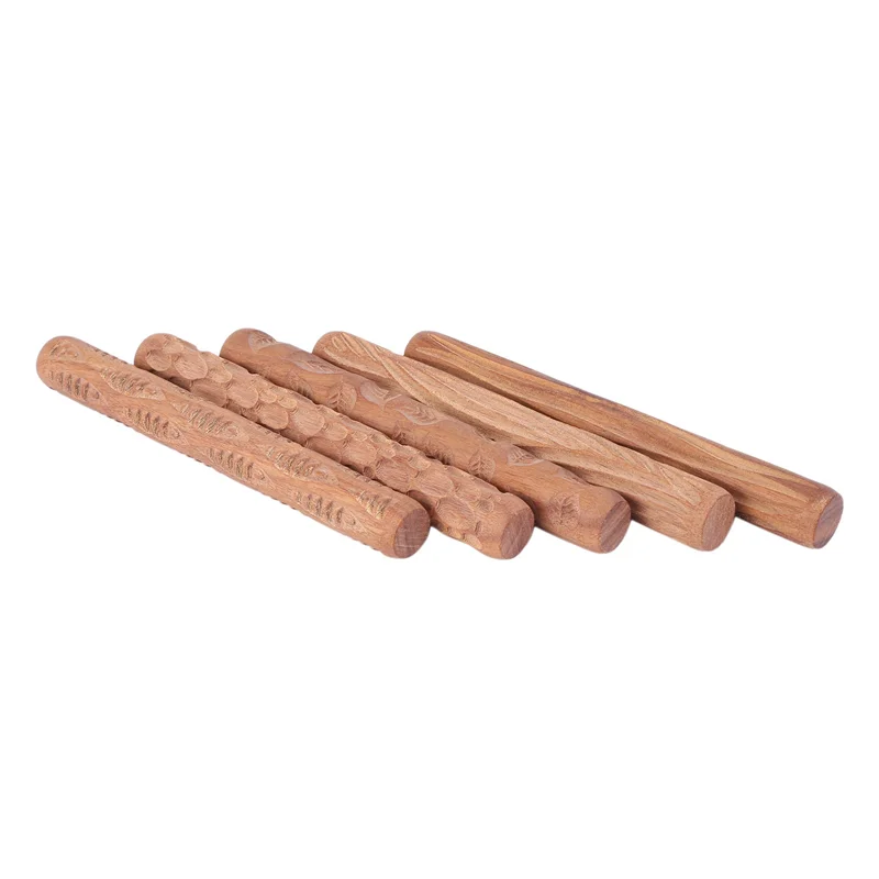 ABFU-25PCS أدوات الفخار بكرات يدوية خشبية لأسطوانة نمط الطين والطين