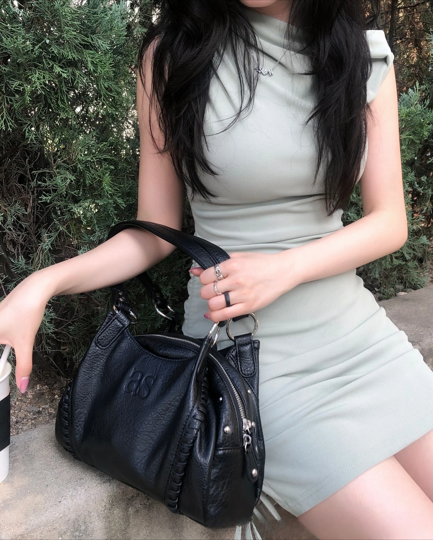 Ason 2025 New Korean Style Wanderer Bag 25FW Leather Mini Motorcycle Shoulder Bag Large Capacity Tote