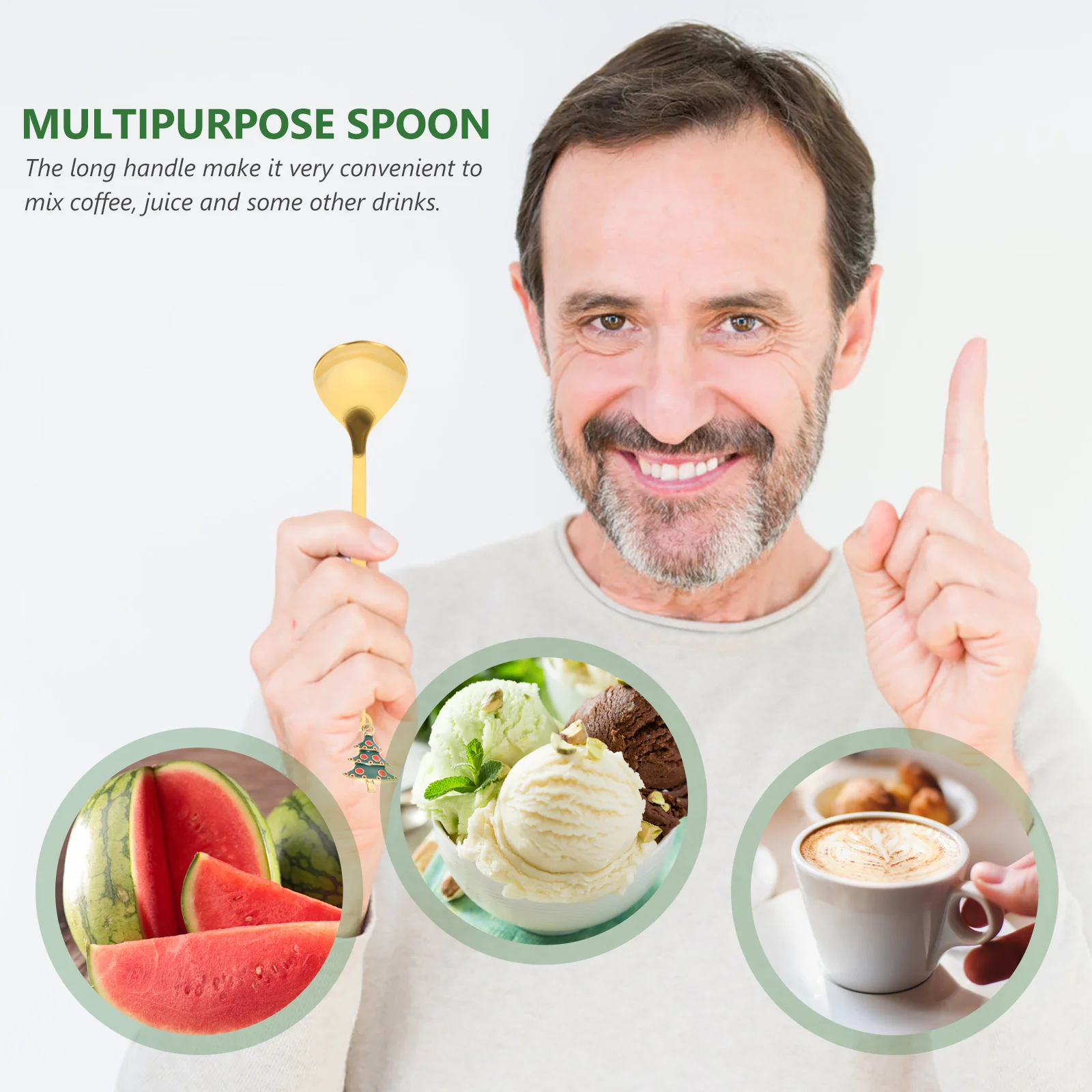 

6Pcs Christmas Metal Dessert Spoons Coffee Stirring Spoons Stainless Steel Mixing Xmas Gift Kit Coffee Spoon Christmas Spoon