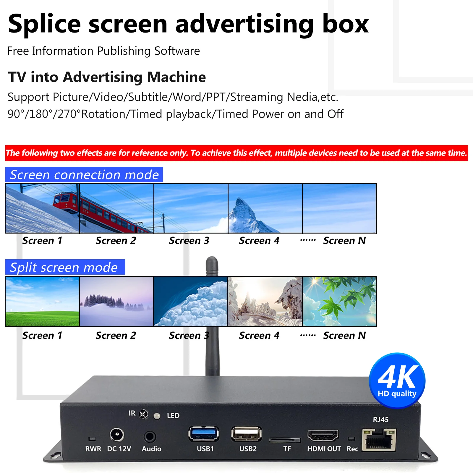 Network Advertising Player Box Multi Machine Connected Screen Playback Super High Resolution Synchronous Information Release