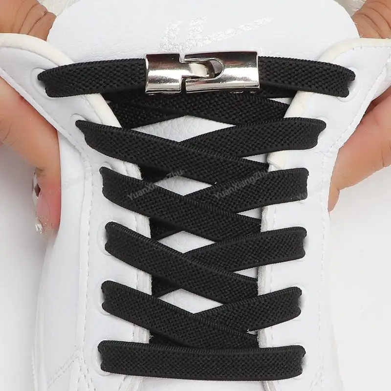 New Cross Lock Shoelaces Without ties 8MM Width Elastic Laces Sneakers Kids Adult No Tie Shoelace Rubber Bands Shoes Accessories