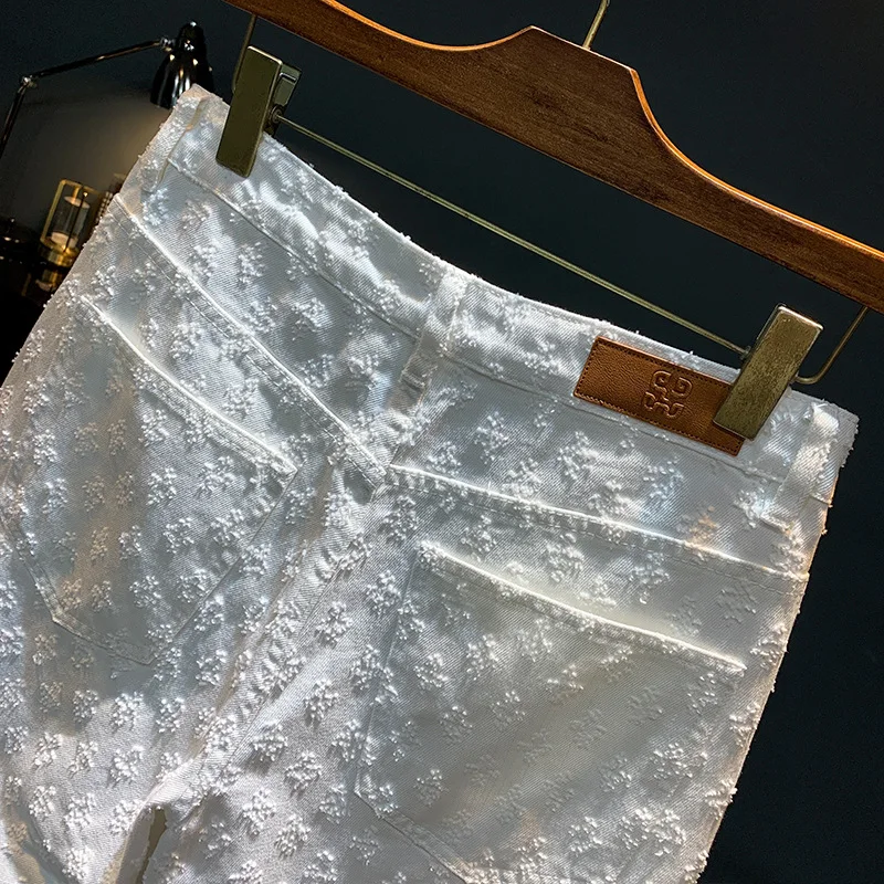 Fashionable Embroidered Denim Shorts for Men, Summer Trendy Brand, Casual, Loose, High end Trendy Street, Five point Denim Pants