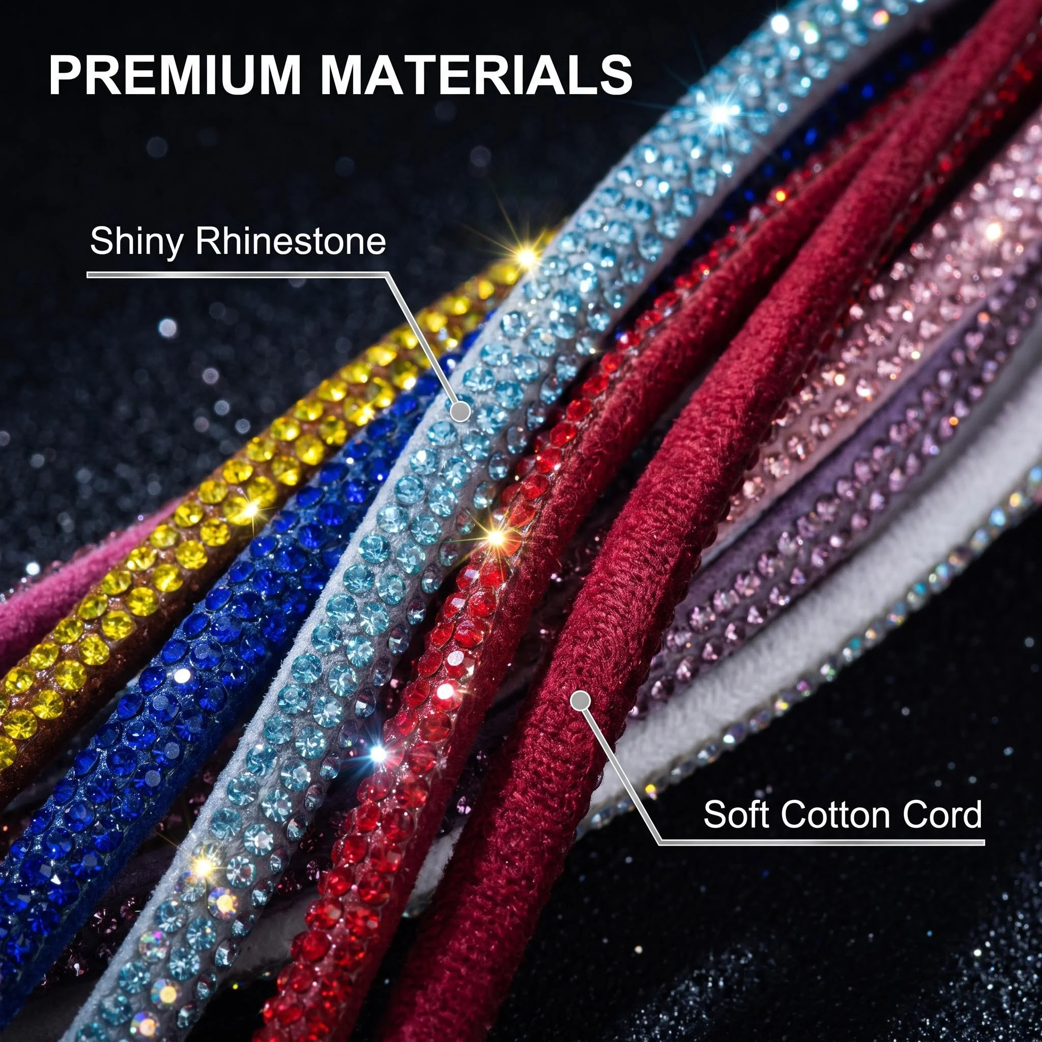 50Yards 7mm Half Round Rhinestone Rope 4 Row Crystal Trim Cotton Cord DIY Shoes Hat Bag Chain Bow Craft Decoration