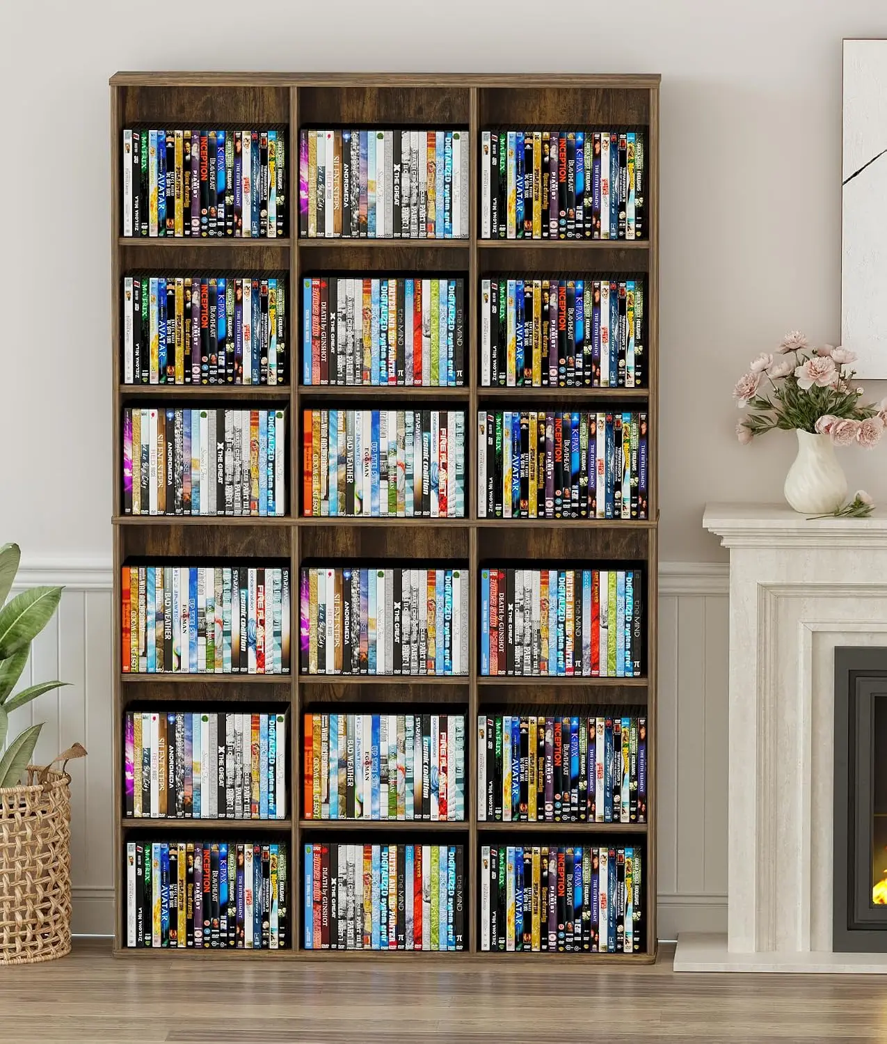 DVD Rack Tower, 9-Tier Media Storage Cabinet with Adjustable Shelves CD Storage Tower for CD Holder, Books, Games, Blue Rays, Ru